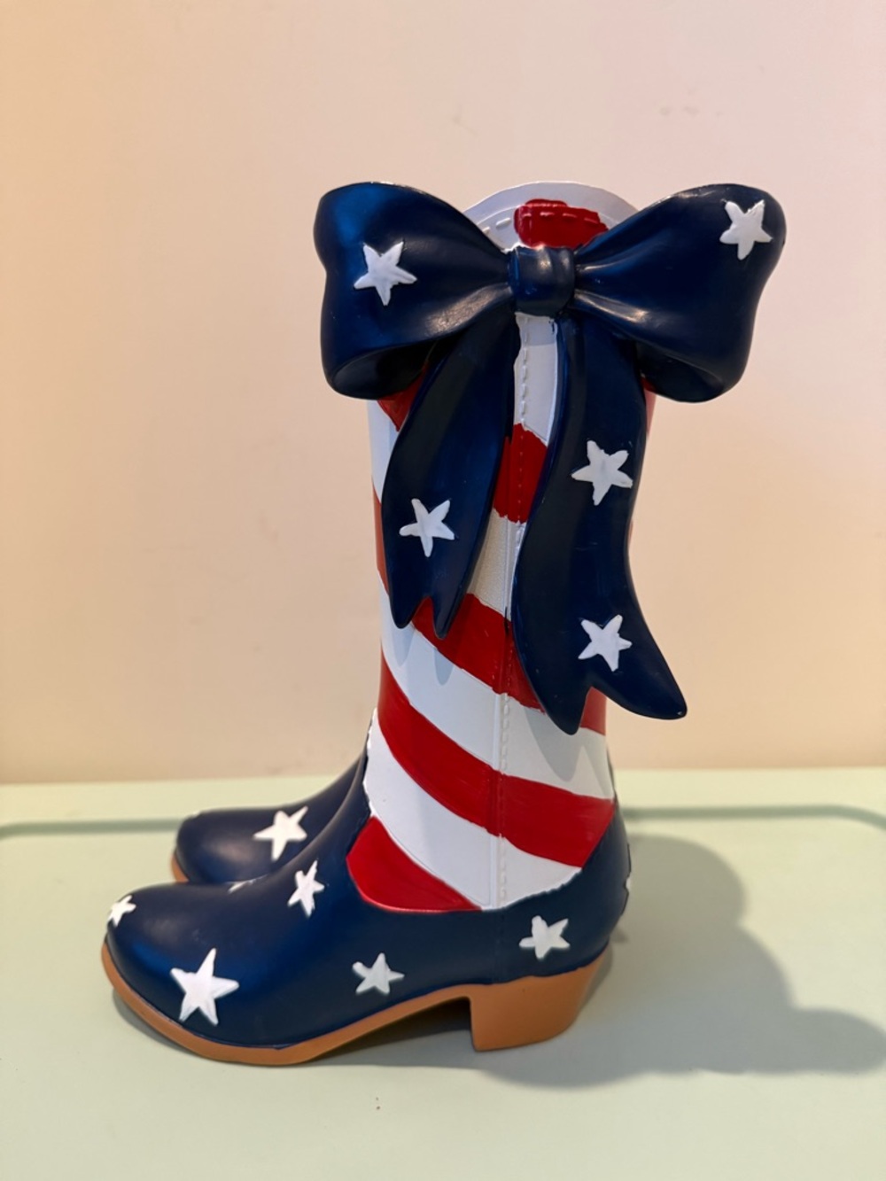 Absolutely Adorable Patriotic Cowboy Boot with Bow Decoration- NWT